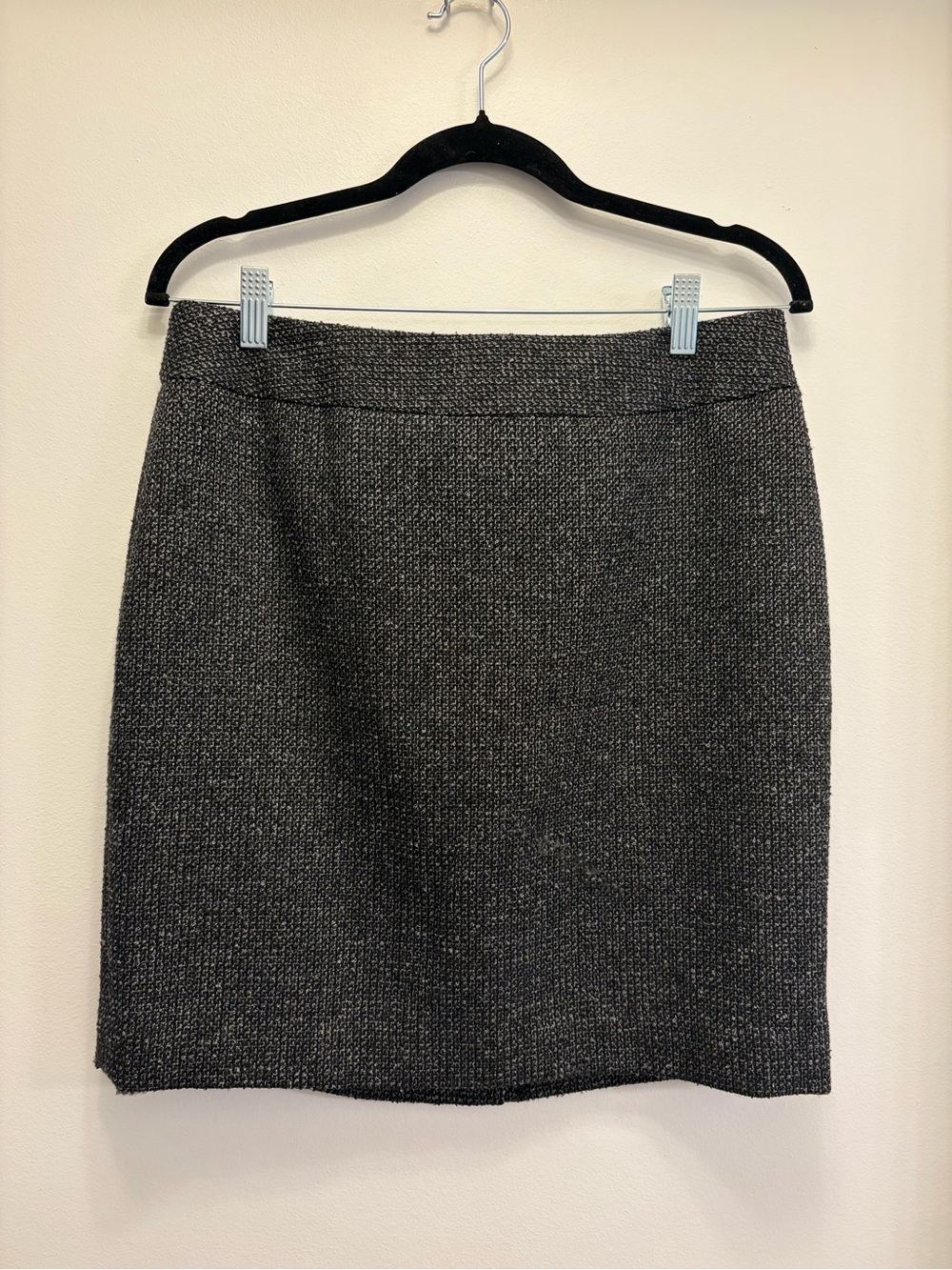 NWT Halogen Gray Tweed Mini Skirt Back Zip Lined Wool Blend Career Women's Sz 10